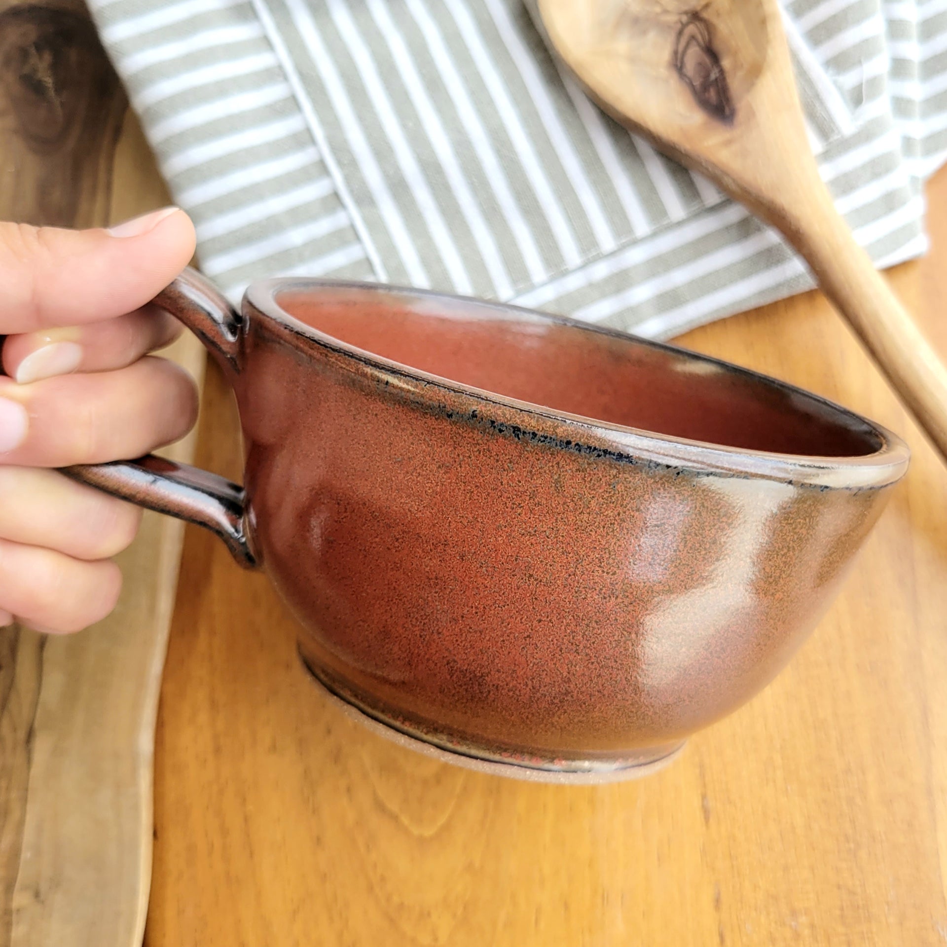 Large Cozy Soup Bowls with Handles in Farmhouse White – The Mud Place