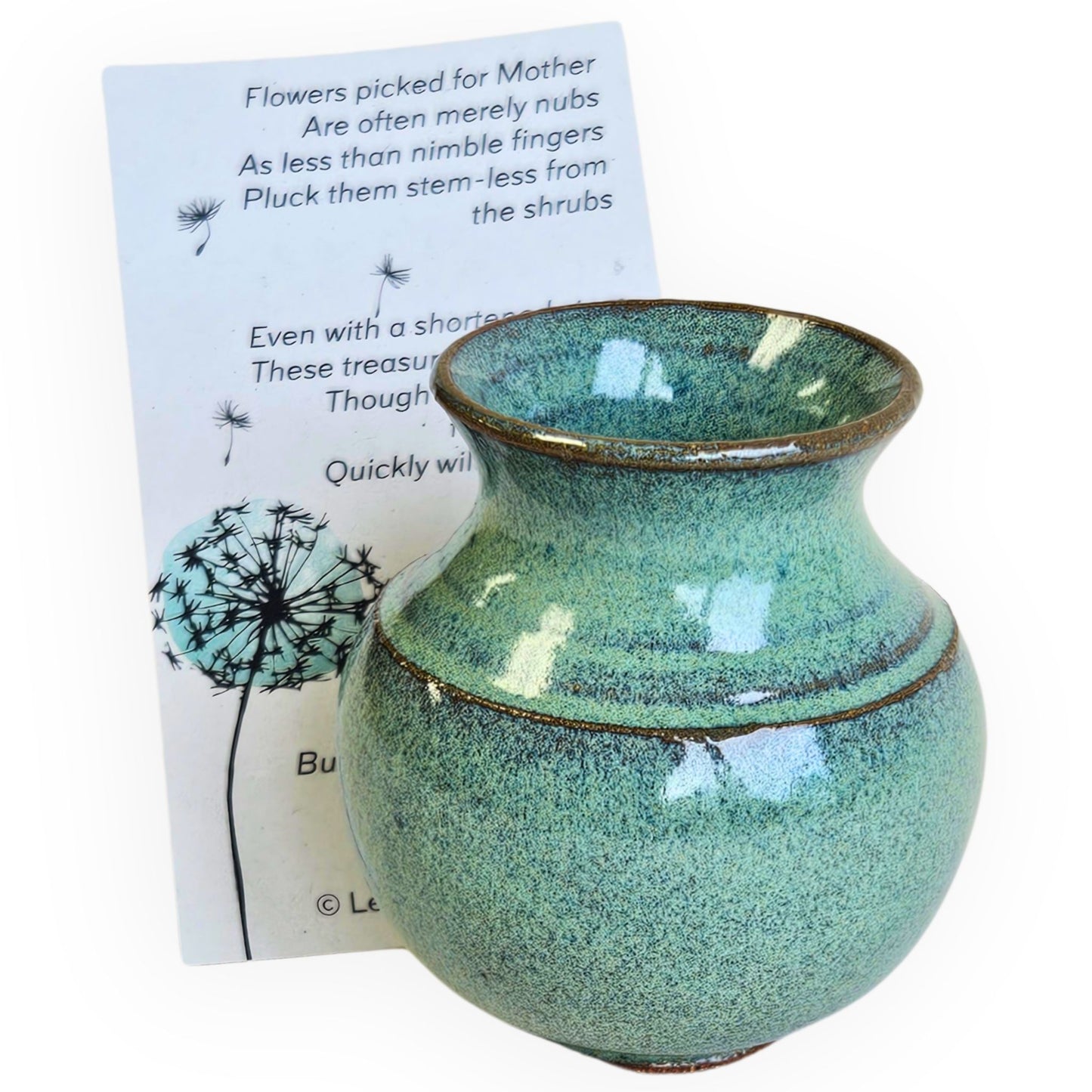 Miniature Pottery Vase for Small Flowers Green