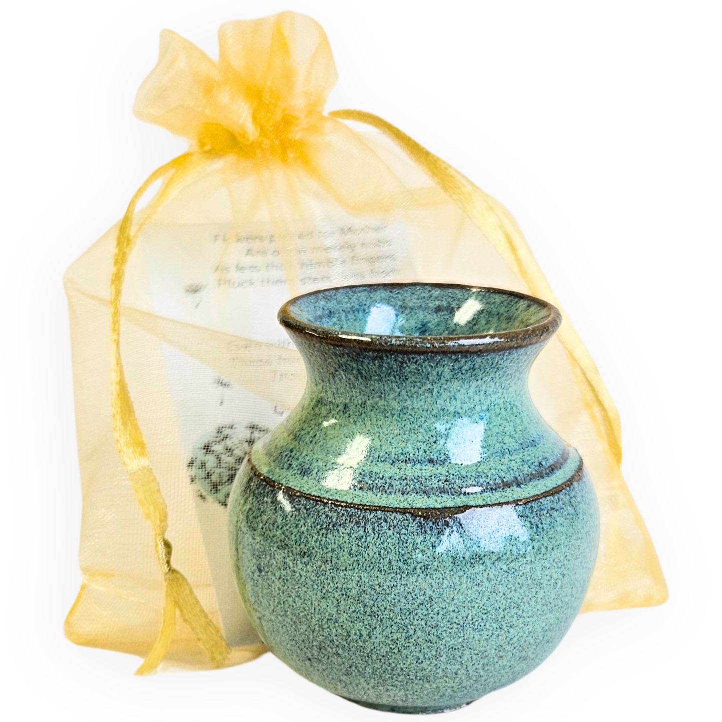 Miniature Pottery Vase for Small Flowers Green