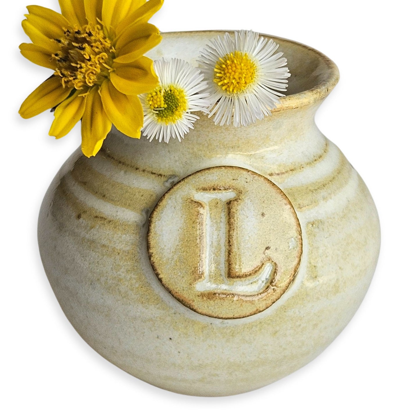 Personalized Cream Miniature Mommy Pot - Handcrafted Vase for New Parents, Includes Poem Card