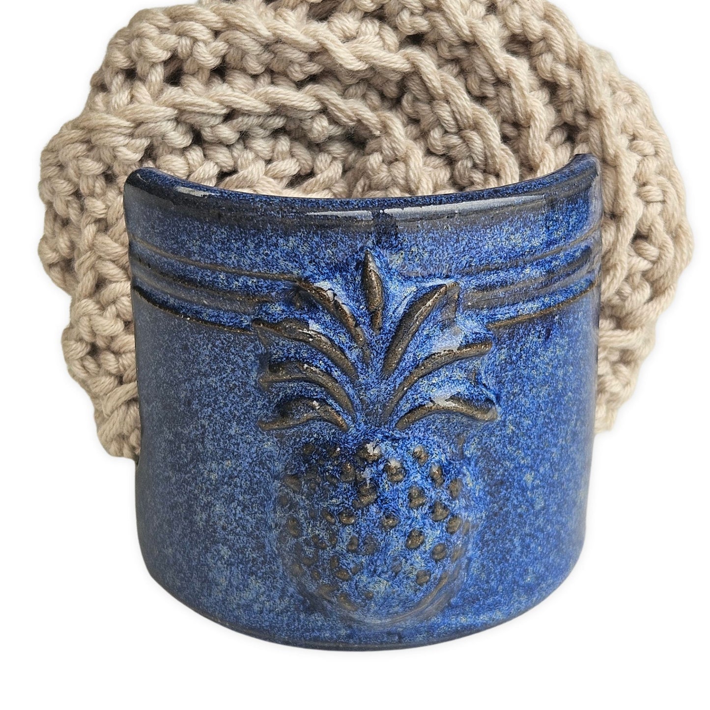 Pineapple Sponge Holder Handmade Ceramic Pottery in Blue