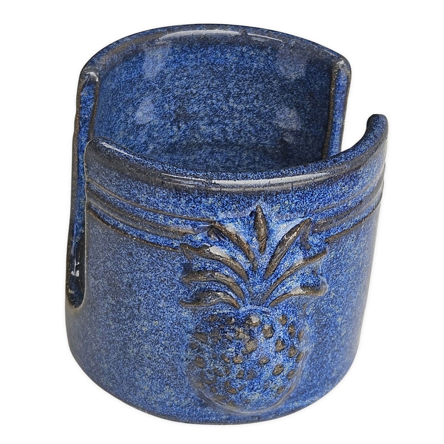 Pineapple Sponge Holder Handmade Ceramic Pottery in Blue