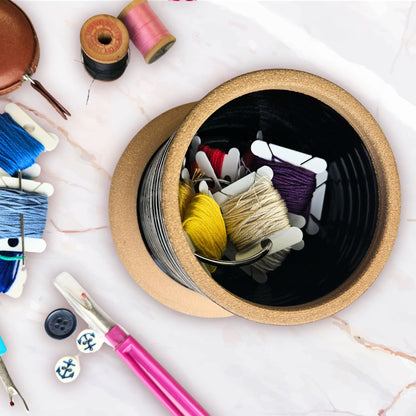 Handmade Sewing Station Caddy, Oversized Spool Design Storage, Unique Quilter's Gift in Blue