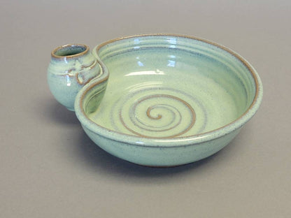 Hors d'oeuvre Serving Bowl with Toothpick Holder Green