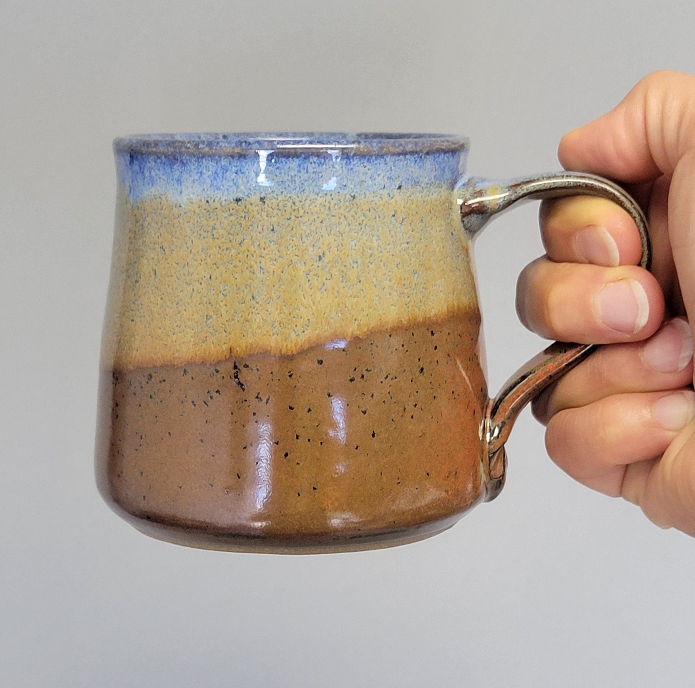 Vintage Brown Rust fashion Colored Ceramic Pair of Mugs // Two Handmade Brown Speckled Ceramic Mugs