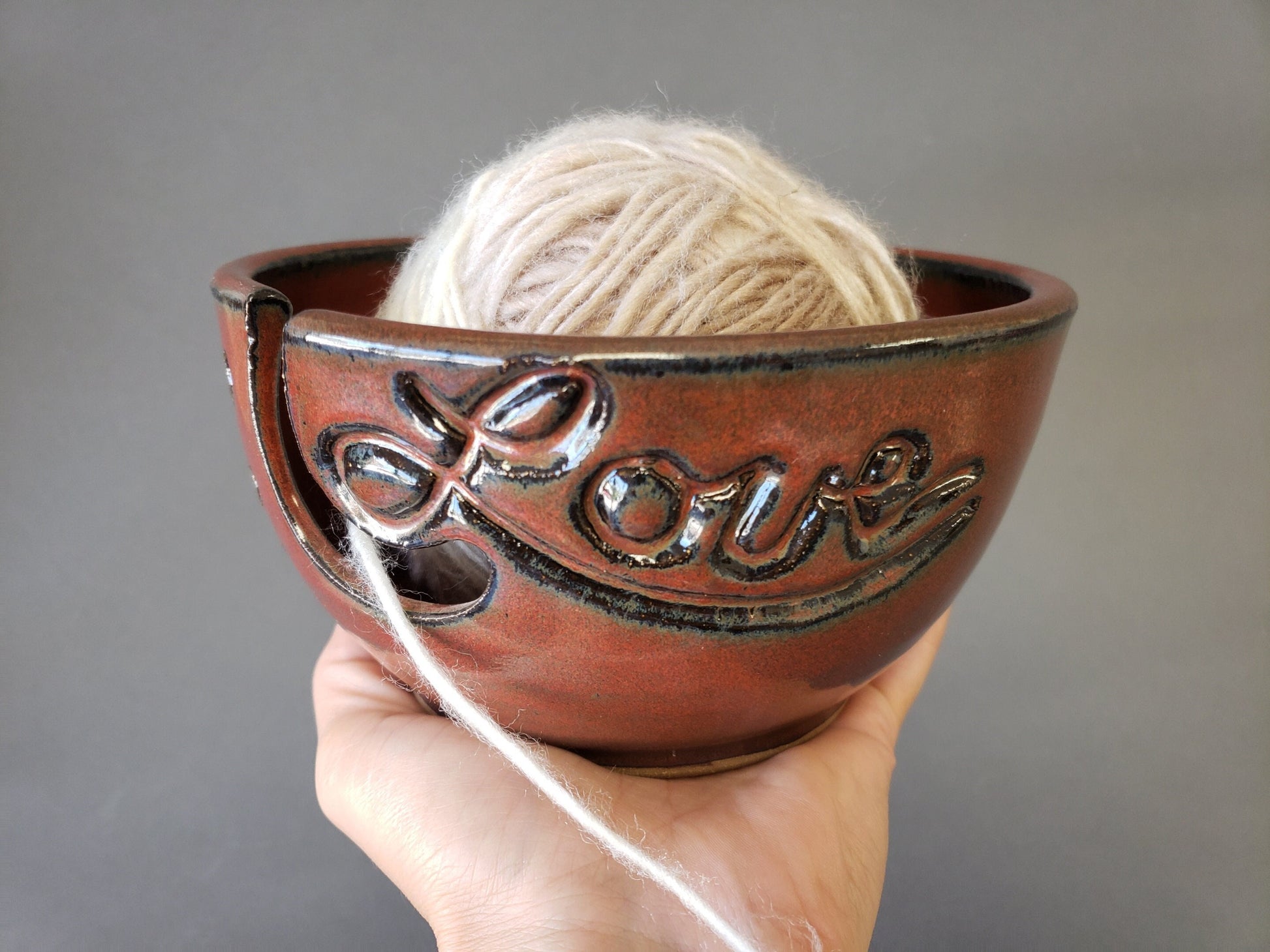 Large Yarn Bowl for Crochet and Knitting Fits Whole Skein - Craft