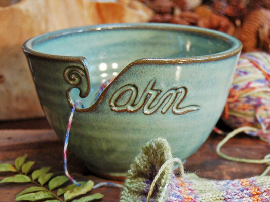 Yarn Bowl for Knitting Crochet Ceramic Handmade Pottery Craft