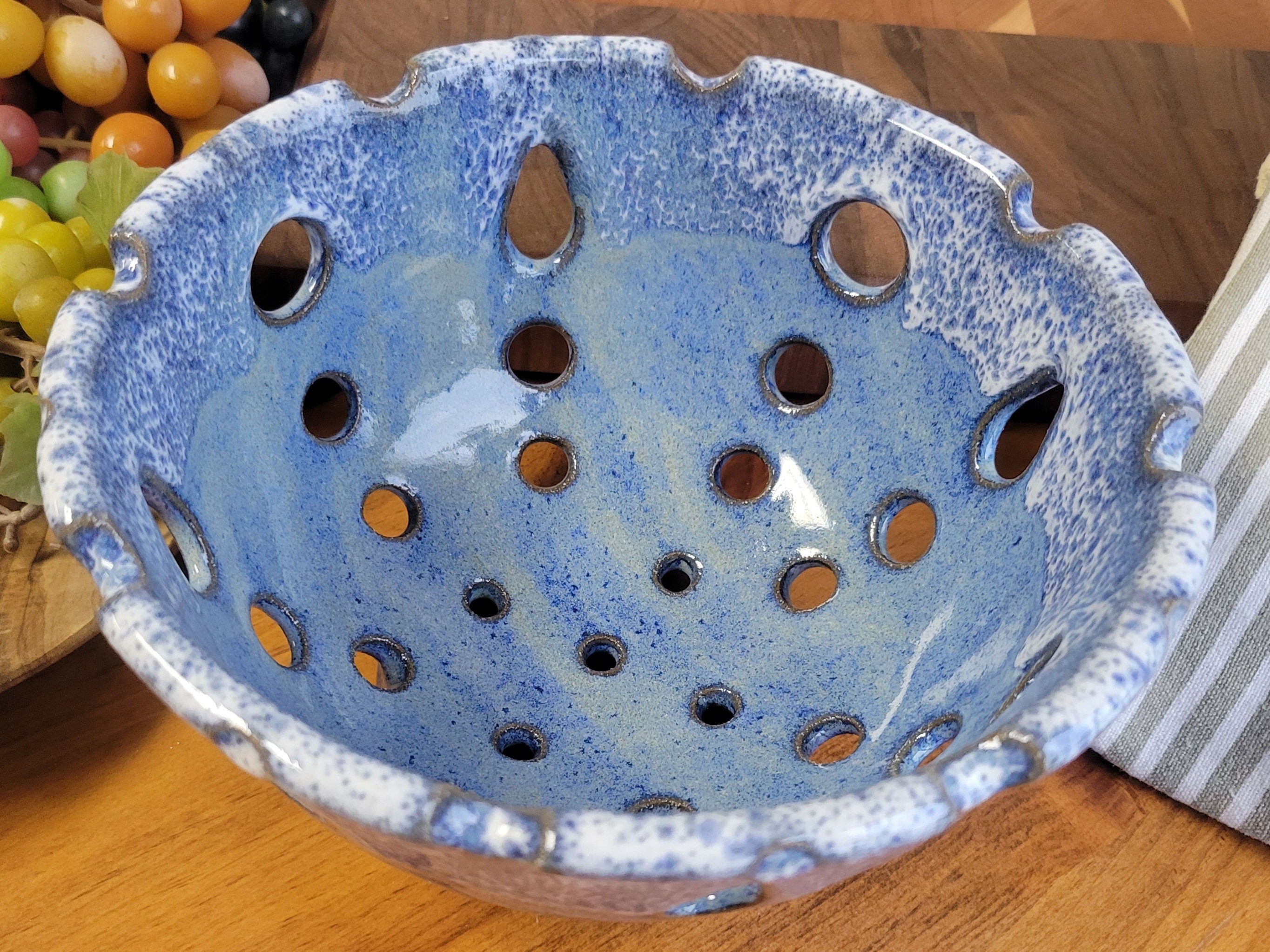 Pottery cheapest Berry Bowl / Colander / Fruit Strainer/Berry Basket/Fruit Strainer