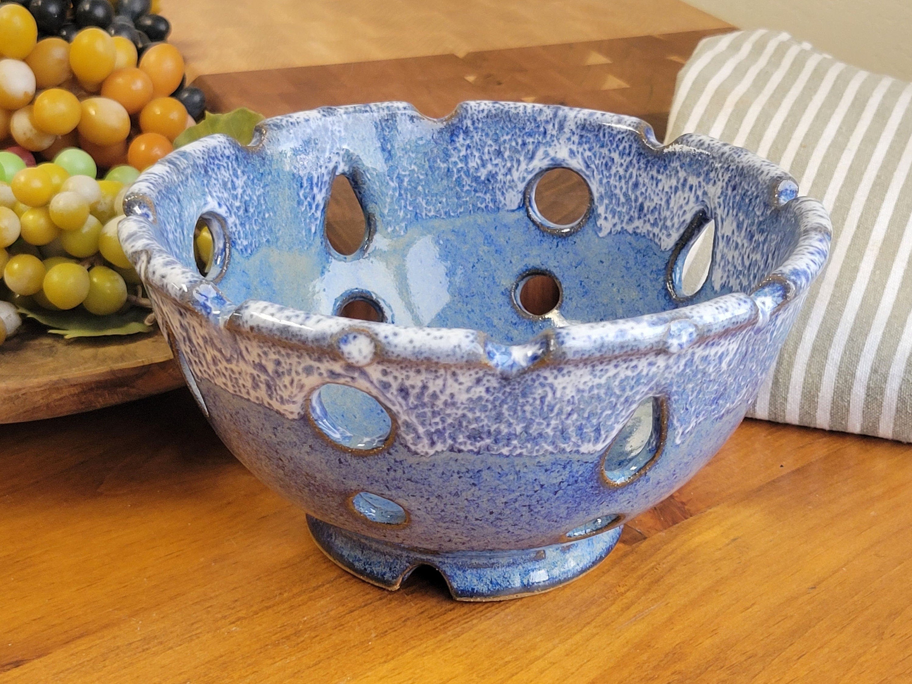 Pottery Berry Bowl / Colander / Fruit popular Strainer