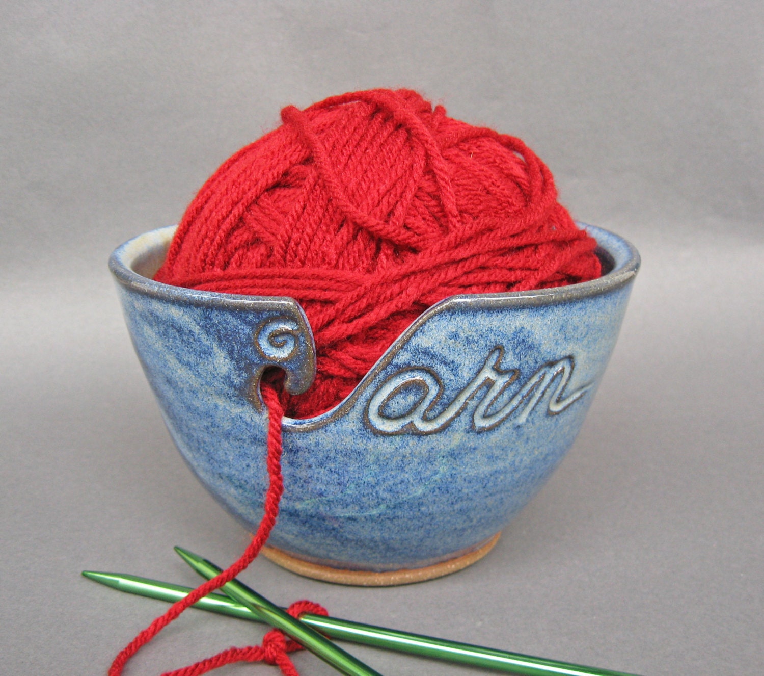 Large Yarn Bowl - Dark Blue - Prancing Pony Pottery
