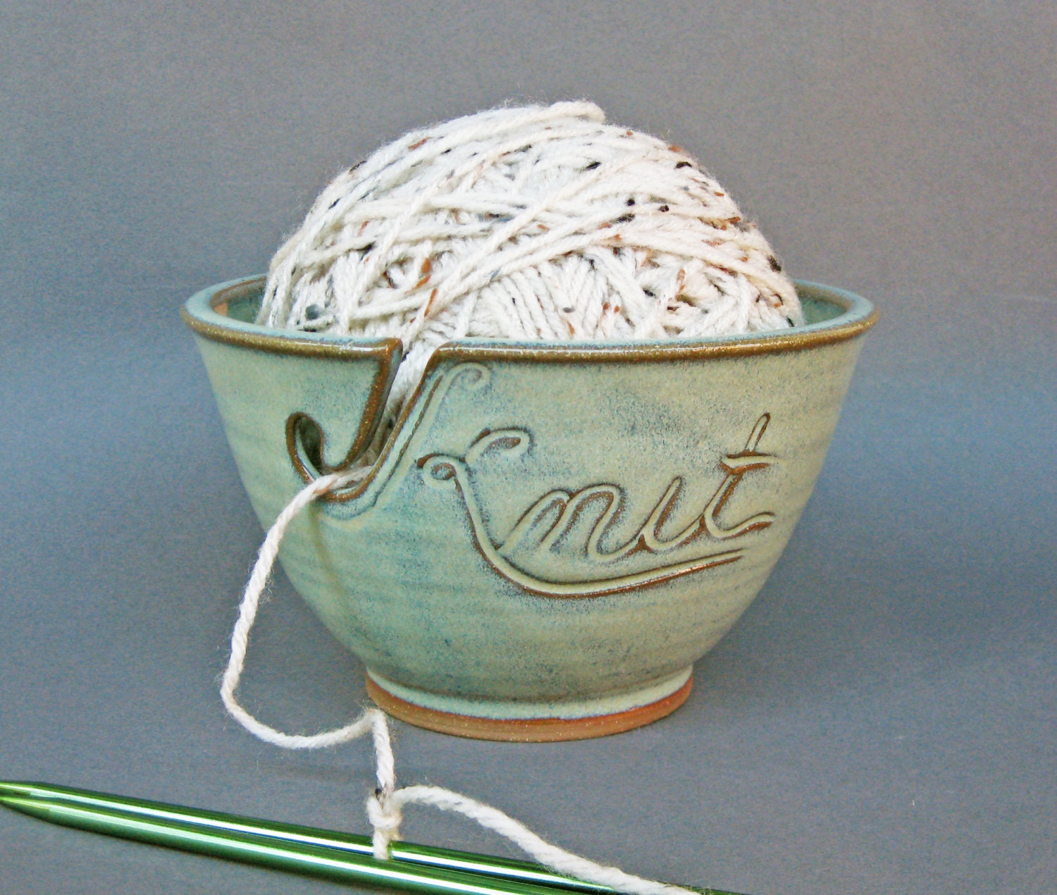 Hand-built Stoneware Yarn Bowl Featuring hotsell Whimsical Sheep and Moonseed Vine Leaves