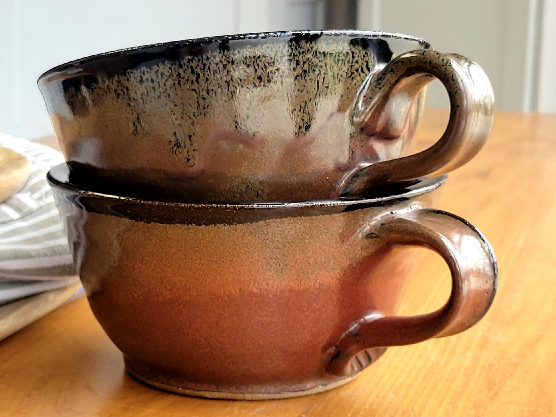 Large Cozy Soup Bowls with Handles in Rust Brown – The Mud Place